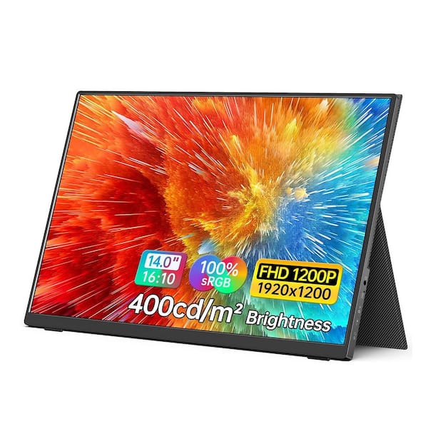 Lukyamzn 14 in. Portable Monitor FHD Ultra-Slim IPS Travel Display with Smart Cover and Speakers for Laptop Pc and Mac