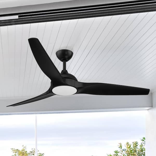 Arcas 60 in. Outdoor Matte Black Integrated LED Ceiling Fan with 5-CCT and 7-RGB Selections, Remote Included