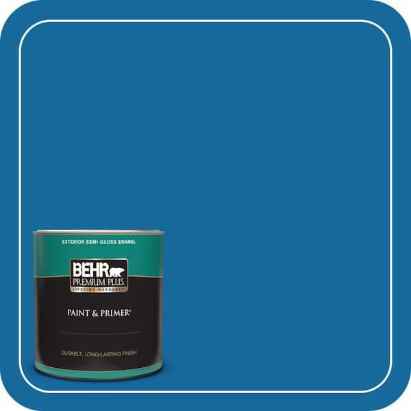 BEHR PREMIUM PLUS 1 qt. #P500-7 Cosmic Cobalt Semi-Gloss Enamel Exterior Paint & Primer