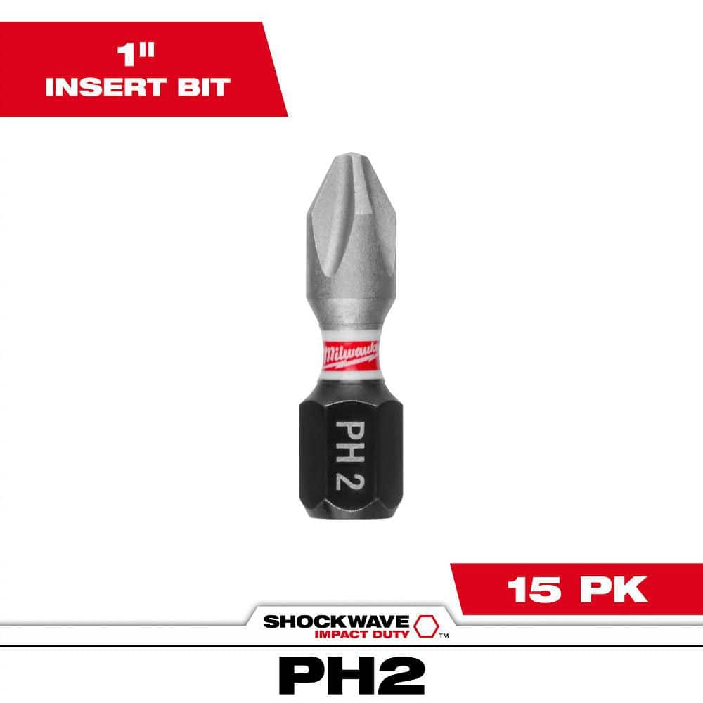 SHOCKWAVE Impact Duty 1 in. Phillips #2 Alloy Steel Insert Bit (15-Pack) price history on PriceWatchPro