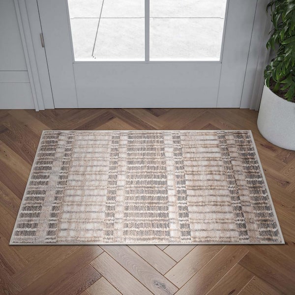 Alpha Beige 2 ft. x 3 ft. Abstract Indoor Area Rug