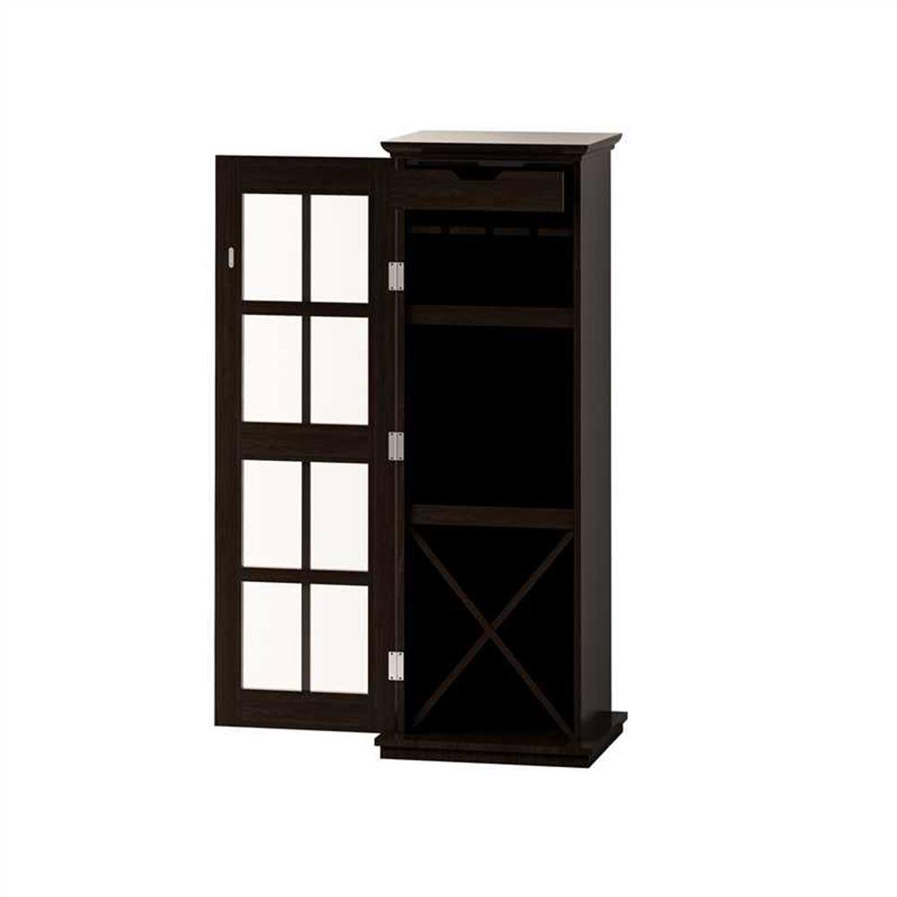 4Bottle Brown Particle Board Modern Glass Door Wine with