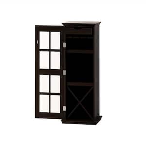 4-Bottle Brown Particle Board Modern Glass Door Wine Cabinet with Drawer and X-Shaped Wine Rack
