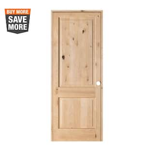 36 in. x 96 in. Rustic Knotty Alder 2 Panel Square Top Solid Wood Left-Hand Single Prehung Interior Door