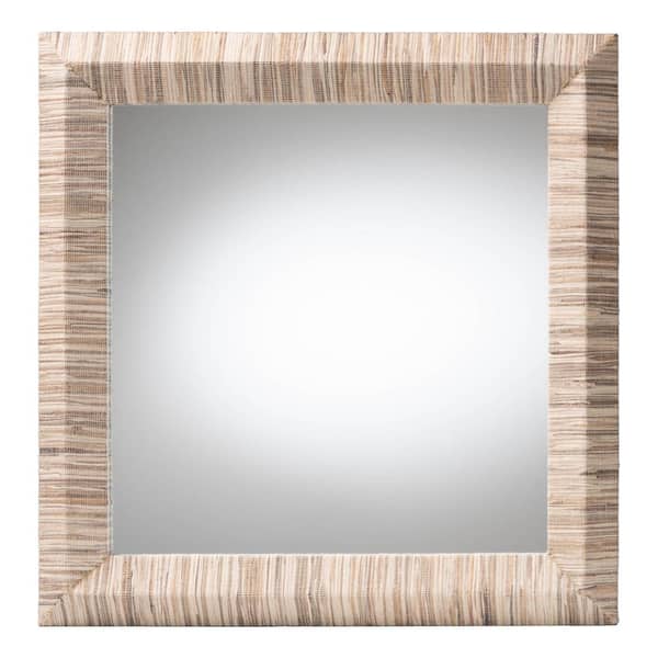 Adino Natural Grasscloth 30.1 in. W x 30.1 in. H Square Mirror