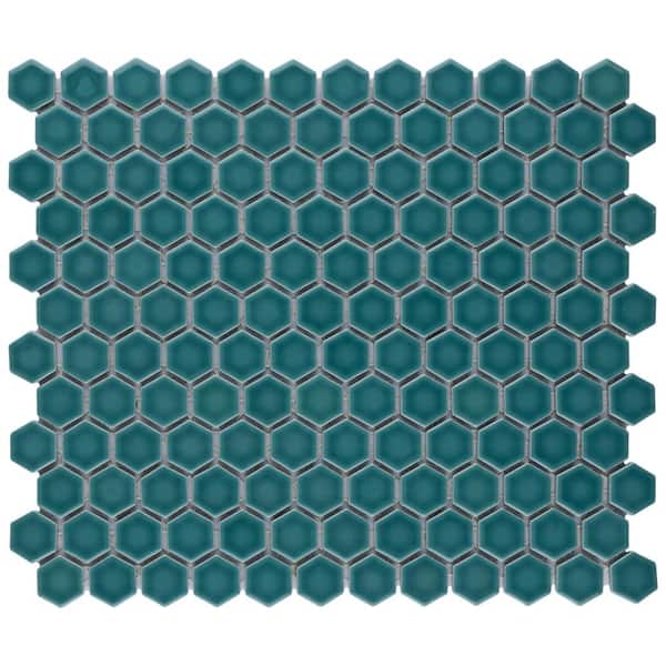 Merola Tile Tribeca Hex Jade 10-1/4 in. x 11-7/8 in. x 6mm Porcelain Mosaic Tile