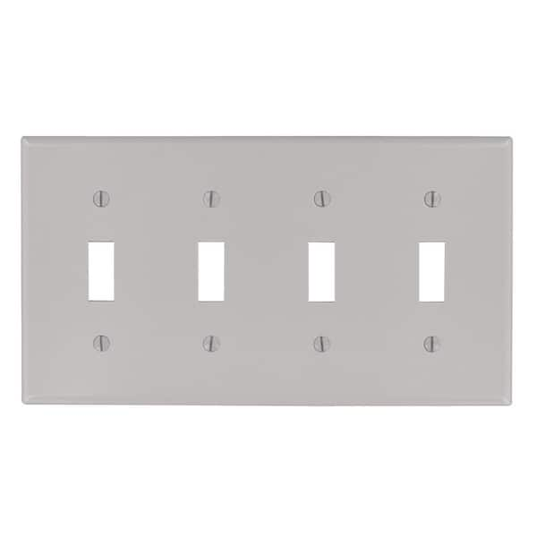 Leviton Gray 4-Gang Toggle Wall Plate (1-Pack)