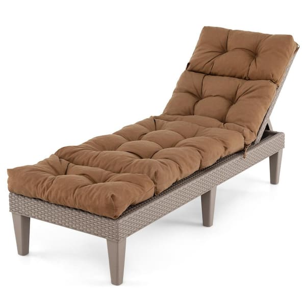 73 in. L x 22 in. W 1-Piece Outdoor Chaise Lounge Cushion with String Ties in Brown