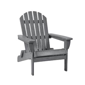 Willoughby Folding Adirondack Chair Durable Weatherproof Outdoor Seating Furniture for Porch and Backyard Grey