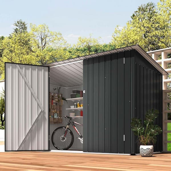 7 ft. W x 3 ft. D Metal Outdoor Storage Shed with 3 Doors for