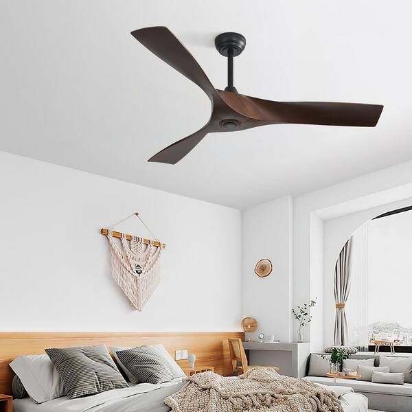 Gloweer 52-Inch Dark Wood Ceiling Fan without Light, 6-Speed