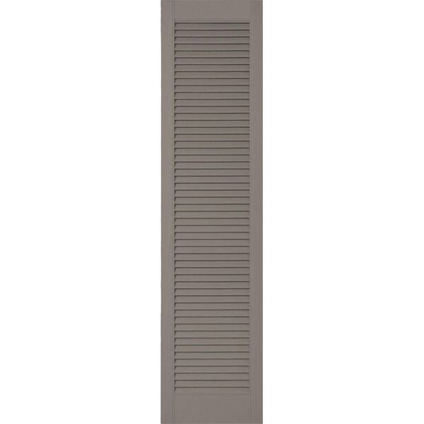 Ekena Millwork 12 in. x 75 in. Lifetime Vinyl Custom Straight Top All Open Louvered Shutters Pair Clay