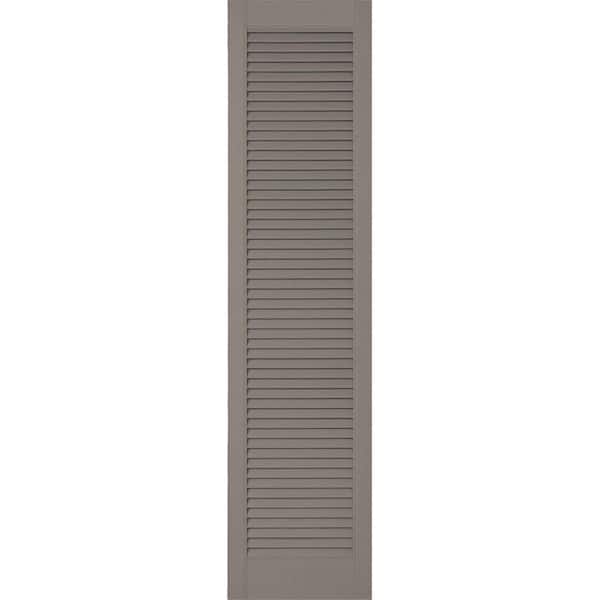 Ekena Millwork 18 in. x 49 in. Lifetime Vinyl Custom Straight Top All Open Louvered Shutters Pair Clay