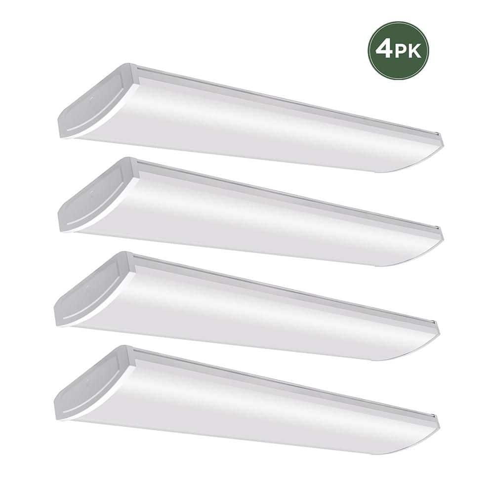 4 ft. 5200 Lumens Garage Light LED White Wraparound Light 120-277V 57W Bright White 4000K Low Profile (4-Pack) price history on PriceWatchPro