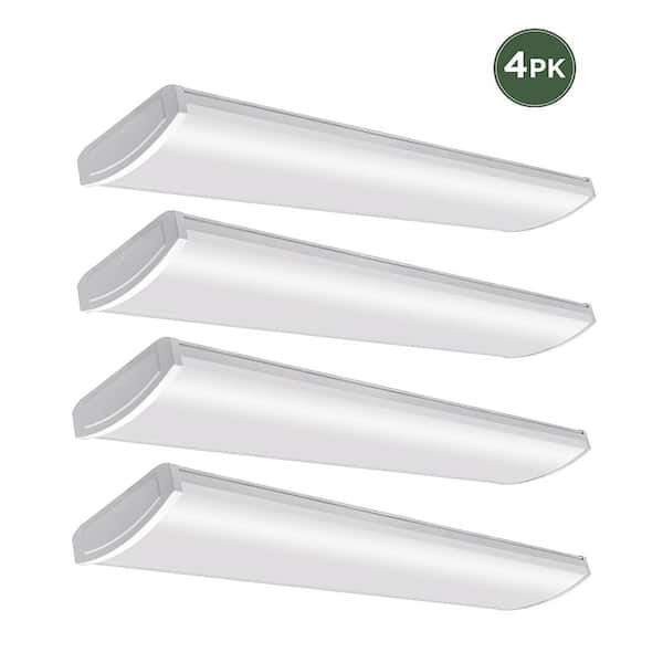 4 ft. 5200 Lumens Garage Light LED White Wraparound Light 120-277V 57W Bright White 4000K Low Profile (4-Pack)