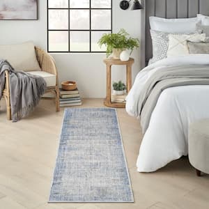 Abstract Hues Blue Grey 2 ft. x 8 ft. Abstract Contemporary Runner Area Rug