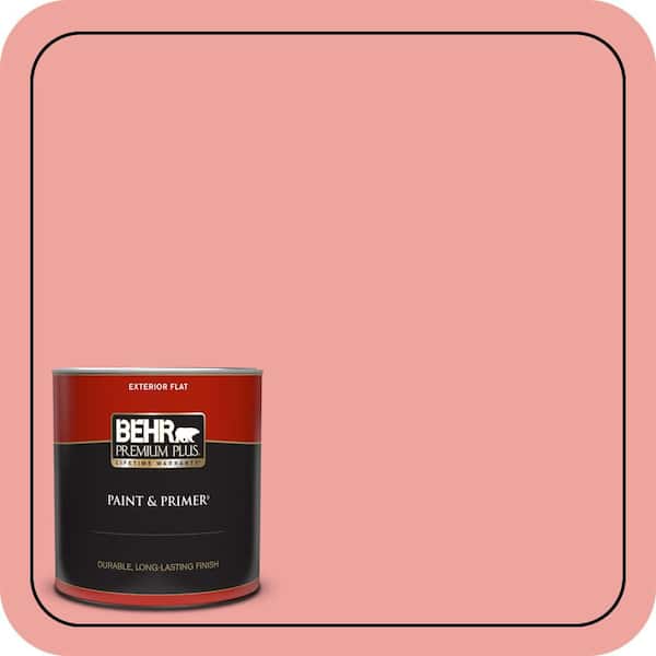 BEHR PREMIUM PLUS 1 qt. #160B-4 Modestly Peach Flat Exterior Paint & Primer