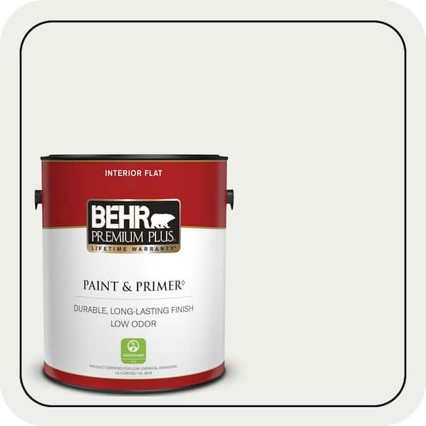 BEHR PREMIUM PLUS 1 gal. Designer Collection #DC-004 Winter White Flat Low Odor Interior Paint & Primer