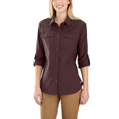 Women's Small Deep Wine Cotton/Spandex Rugged Flex Bozeman Shirt
