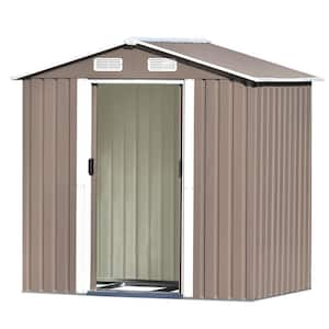 6 ft. W x 4 ft. D Brown Metal Storage Shed with Lockable Door Vents and Foundation for Backyard, Lawn, Garden 23 sq. ft.