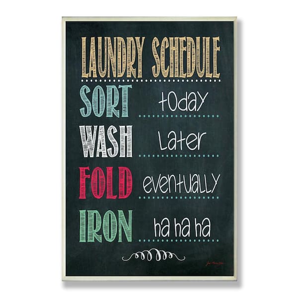 12.5 in. x 18.5 in. "Laundry Schedule Chalkboard Bathroom" by Jo Moulton Printed Wood Wall Art