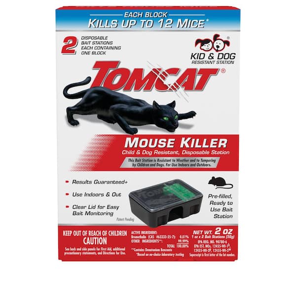 TOMCAT Mouse Killer Child and Dog Resistant Disposable Station, 2 Preloaded Stations