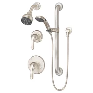 Origins Double Handle 1-Spray Shower Faucet 1.5 GPM with Low Flow in. Satin Nickel (Valve Included)