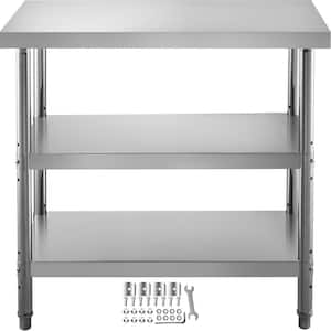 Stainless Steel Prep Table 24x 14 x 34 in. BBQ Prep Table with 2 Adjustable Undershelf Heavy Duty Kitchen Utility Table