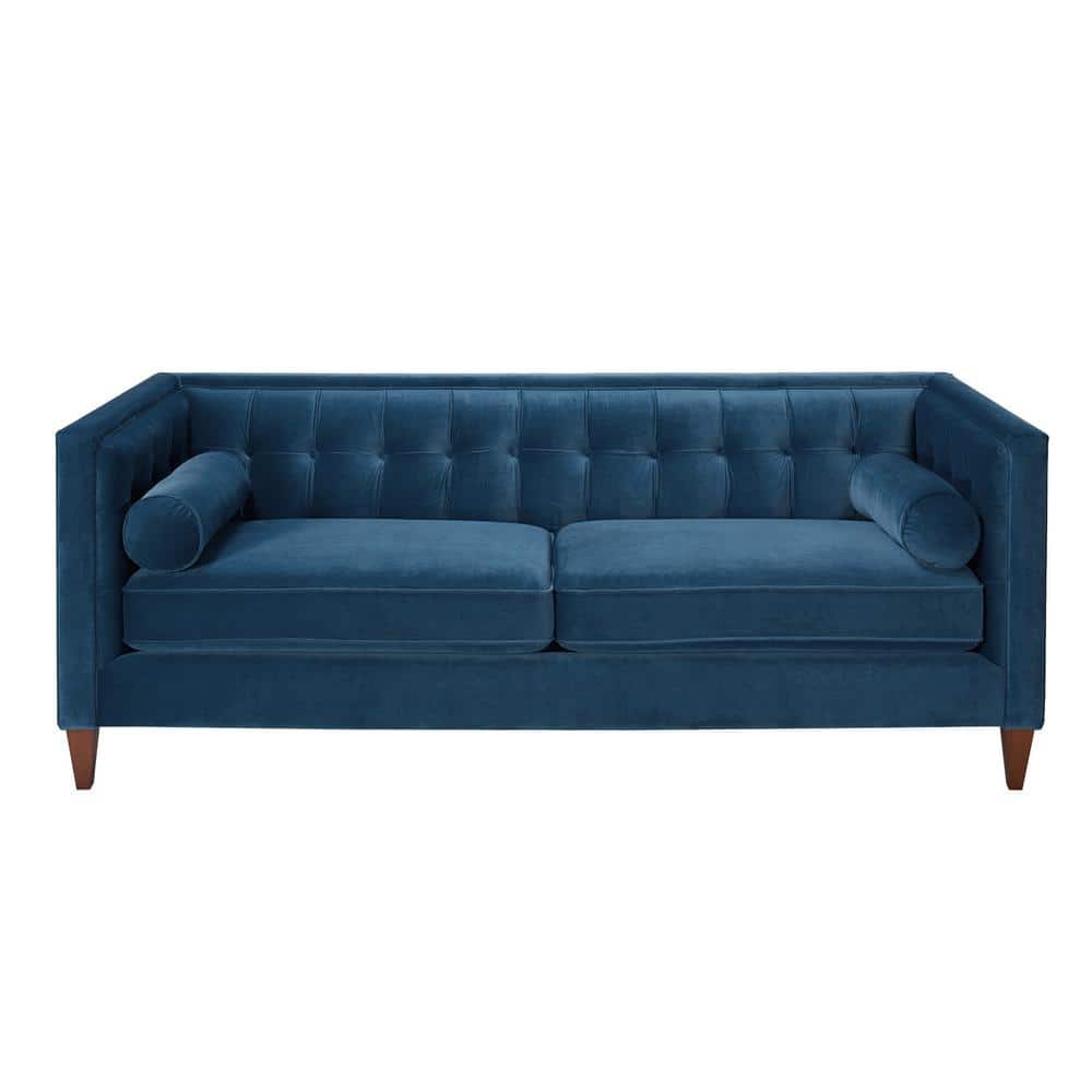 Jack 84" Teal Blue Velvet Tufted Tuxedo Sofa
