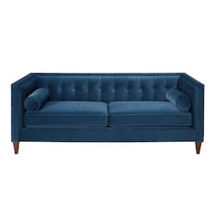 Jack 84 in. Square Arm Removable Cushions 3-Seater Sofa in Satin Teal