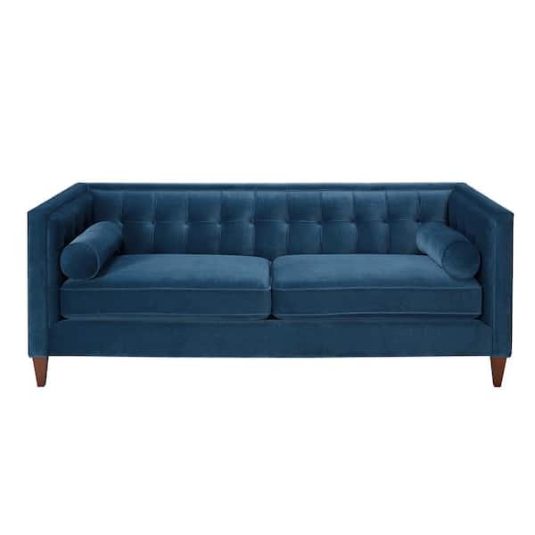 Jennifer Taylor Jack 84 in. Square Arm Removable Cushions 3-Seater Sofa in Satin Teal