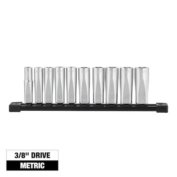3/8-Inch Drive SAE 6-Point Standard Socket Set with Storage Rack 10-Piece 