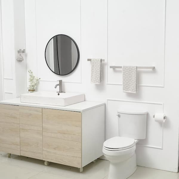5-Piece Bath Hardware Set with Towel Bar Towel Hook Toilet Paper Holder in Brushed Nickel