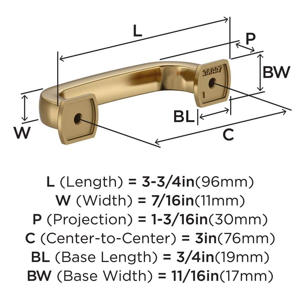 Champagne Bronze 3" Modern Cabinet Pull with Mounting Hardware