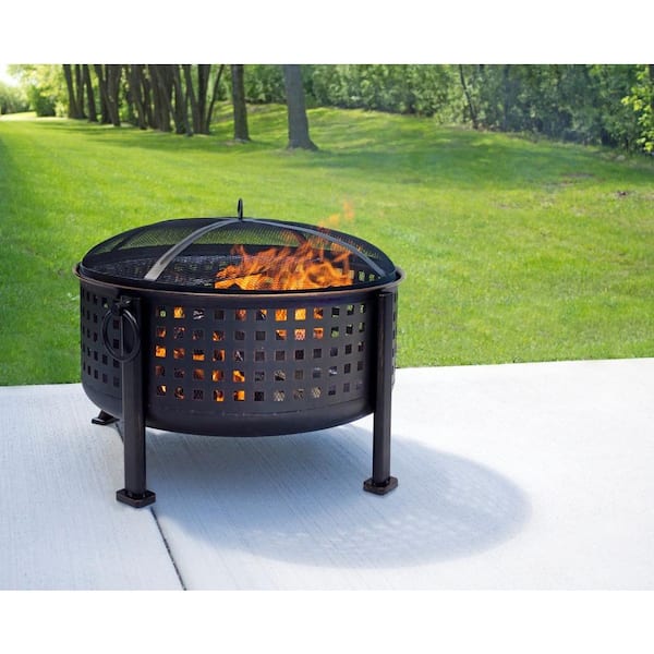 Pleasant Hearth Langston 30 in. Round Deep Bowl Steel Fire Pit in Rubbed Bronze