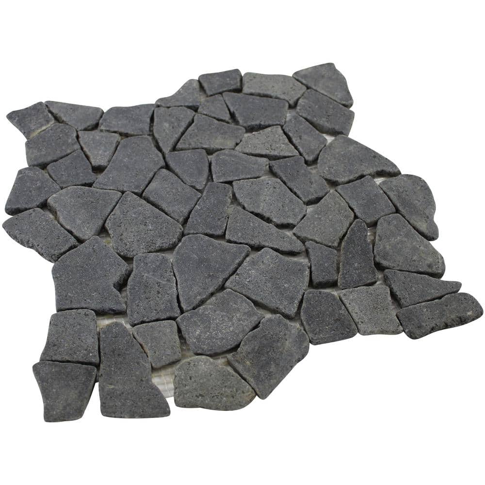 Special! Smooth River Rock Stone Floor Mat, Indoor/ Outdoor - Black