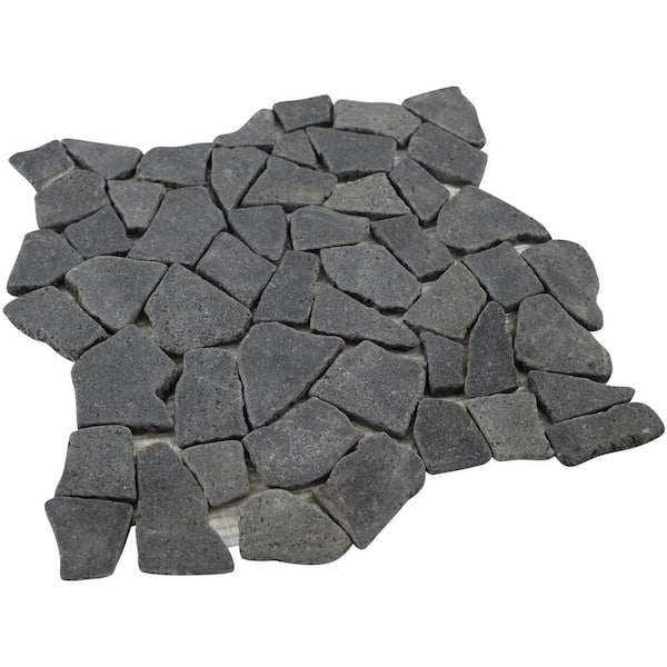Black Stone Mosaic Pebble Floor, Home Depot Rock Tile