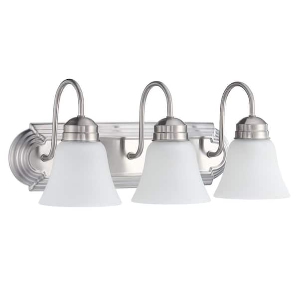 Miscool Avex 3-Light Brushed Nickel Wall Sconce with Frosted Glass Shade