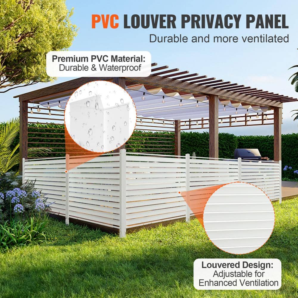 White 48" x 48" Vinyl Privacy Fence Panels with Galvanized Metal Stakes