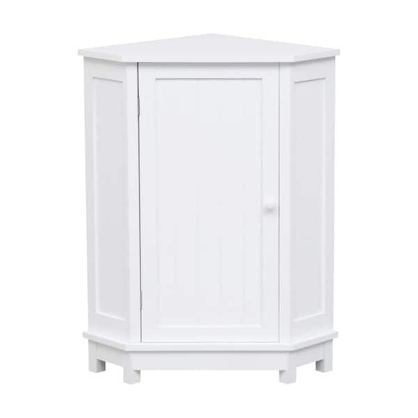 Amucolo 17.5 in. W x 17.5 in. D x 31.4 in. H White Bathroom Triangle Corner Linen Cabinet with Adjustable Shelves