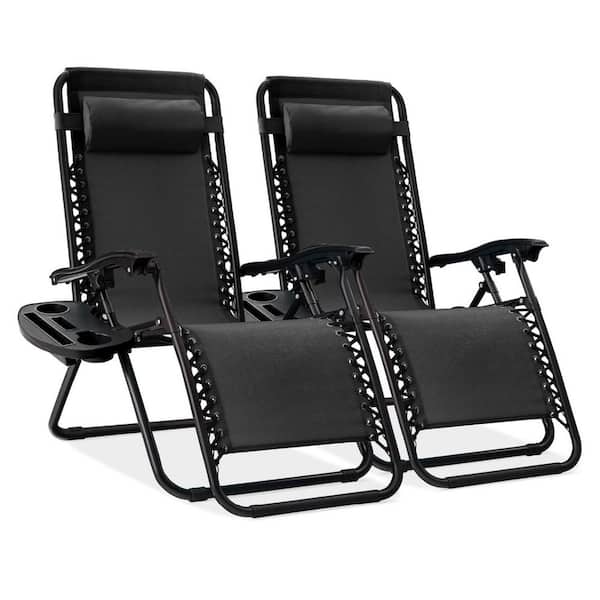 Adjustable Steel Zero Gravity Outdoor Lounge Chairs, Set of 2