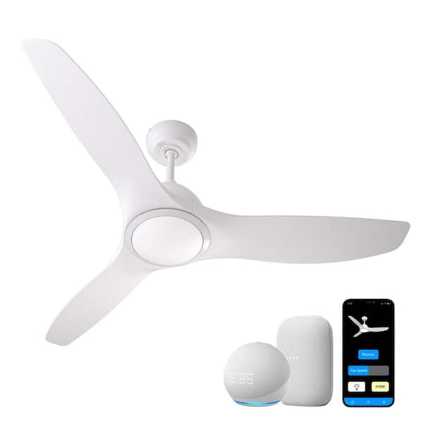 ProMounts All Seasons 52 in. Ceiling Fan with Light for Indoor, Quiet, Alexa/Google, 3 Color LED Lights, Reversible, White