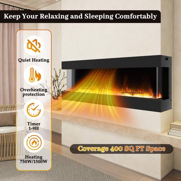 Boyel Living 75.95 in. Wall Mount and Recessed Electric Fireplace