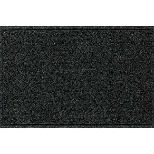 Waterhog Argyle Charcoal 34 in. x 52 in. PET Polyester Indoor Outdoor Door Mat