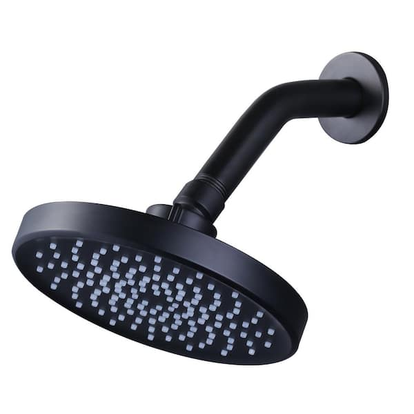 ARCORA 1-Spray Patterns with 1.75 GPM 6 in. Single Wall Mount Waterfall Fixed Shower Head in Black