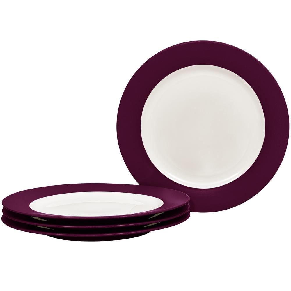 Noritake Colorwave Burgundy 11 in. Stoneware Rim Dinner Plates (Set of