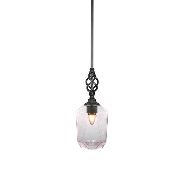 Unbranded Bridgewater 100 W 1-Light Matte Black Standard Mini Pendant Light with Glass Shade