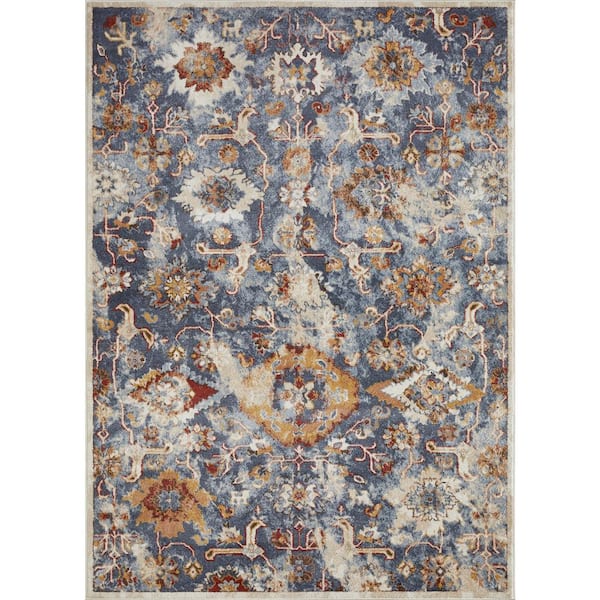 LOOMAKNOTI Alsbrooke Amibell Blue 7 ft. 10 in. x 9 ft. 10 in. Tribal Polypropylene Area Rug