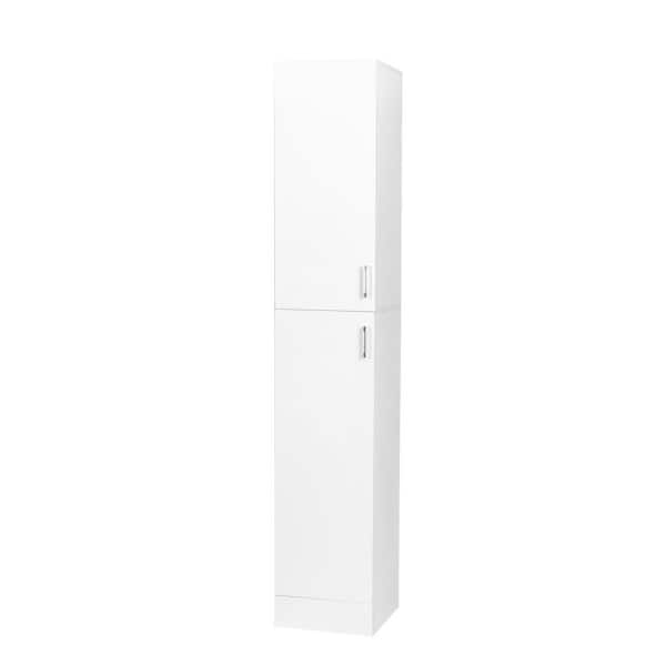 14 in. W x 12 in. D x 75 in. H White Linen Cabinet, Freestanding Cabinet with Adjustable Shelves and Doors for Kitchen