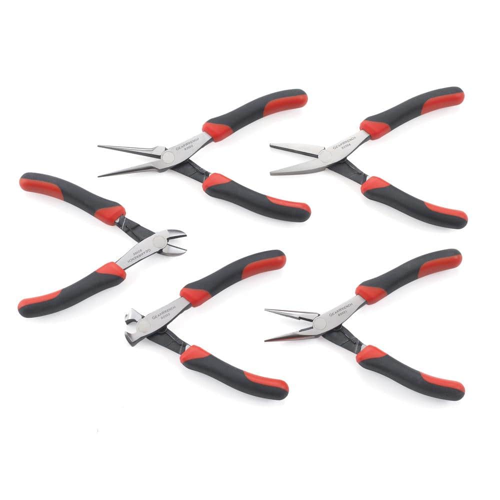 5 Mini Dipped Handle Bent Nose Pliers